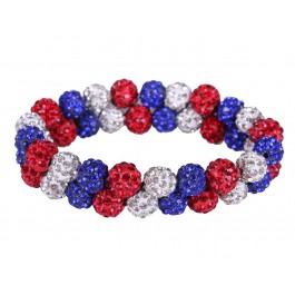 QHP knotband strass rood/wit/blauw