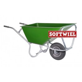 Stal kruiwagen groen PRO 160 Liter met softwiel