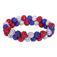 QHP knotband strass rood/wit/blauw