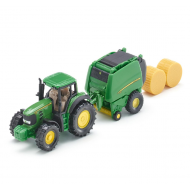 Siku John Deere tractor met balenpers 1:87